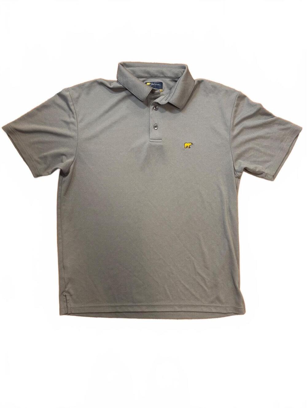 Jack Nicklaus Men's Medium Gray Polo Shirt with Yellow Bear Logo, 100% Polyester